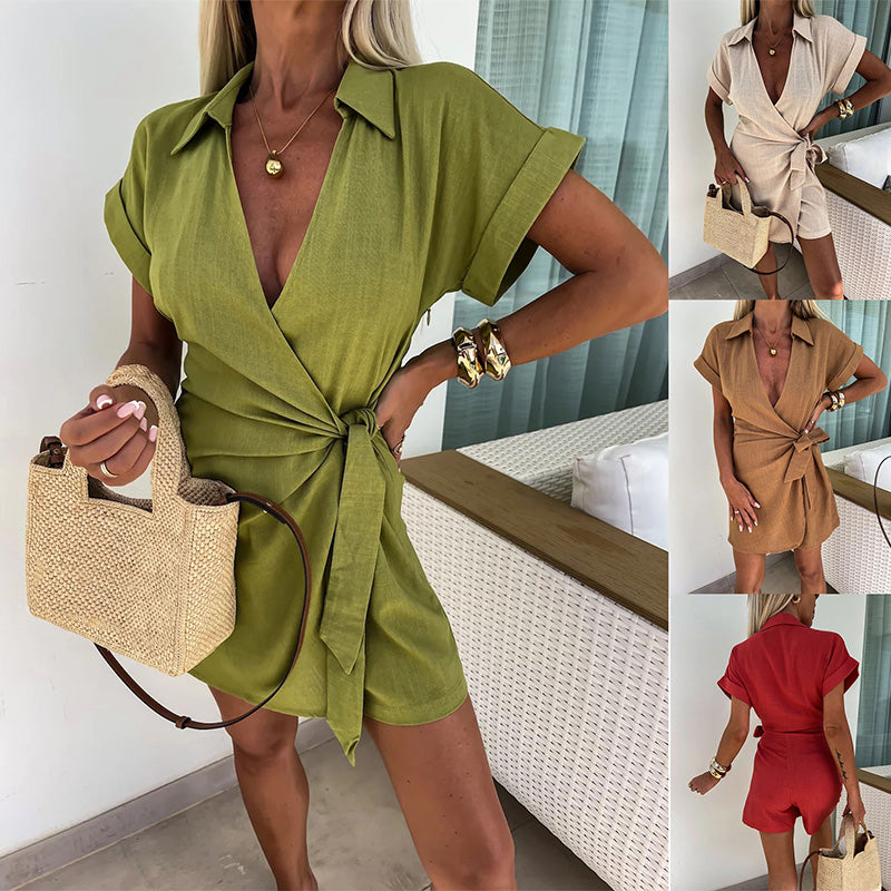 Karina Sleek Wrap V-Neck Romper