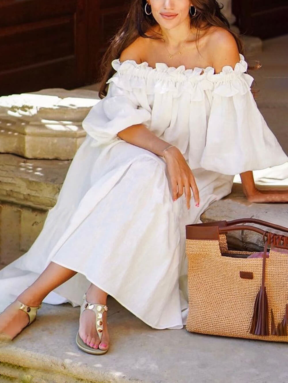 Giselle Chic Off Shoulder Midi Dress
